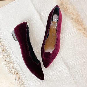 French Sole Tequila Velvet Scolloped Flats, 9